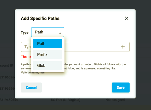 Figure 2.8: S3 Protection Policy - Select paths selectors