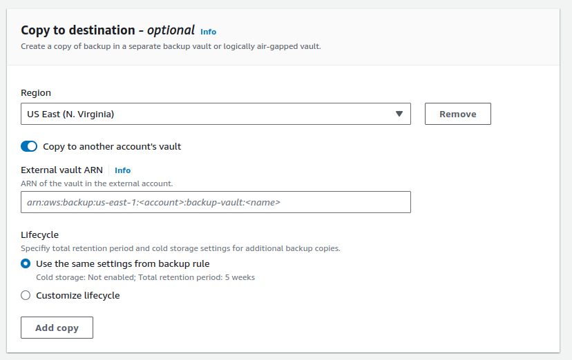 Figure 3: Copy to destination option