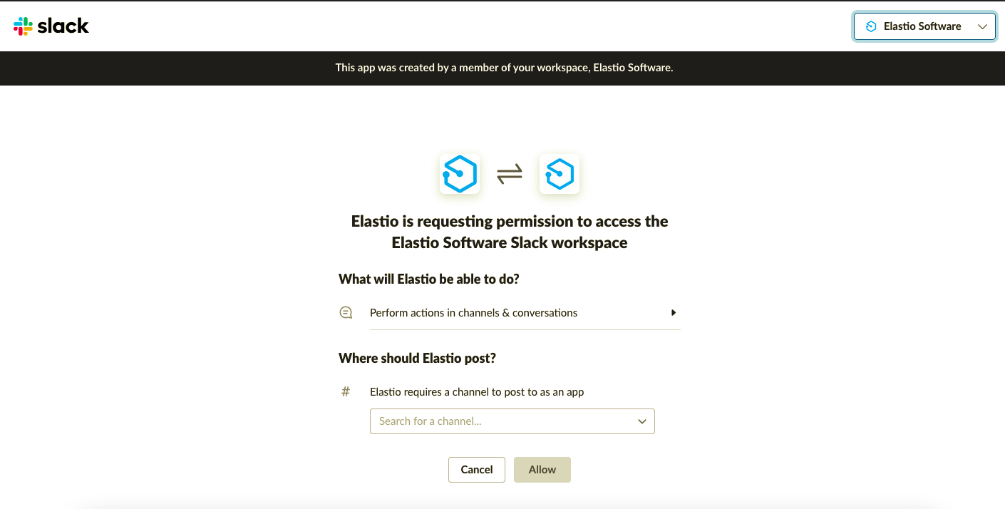 Figure 2: Elastio Slack application permissions
