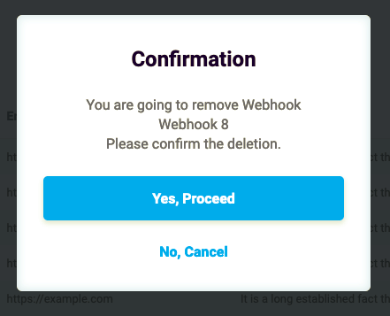Figure 6: Delete webhook